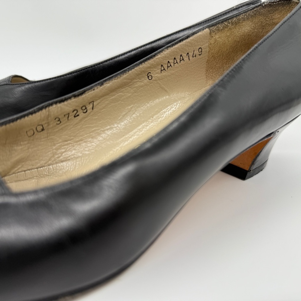 Salvatore Ferragamo Black Leather Low Heel Square Toe Pumps Designer Shoes Sz 6 - Picture 7 of 15